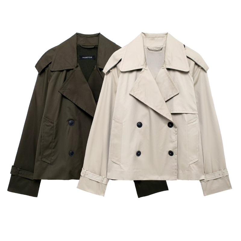 Chaqueta Trench con Solapa para Mujer