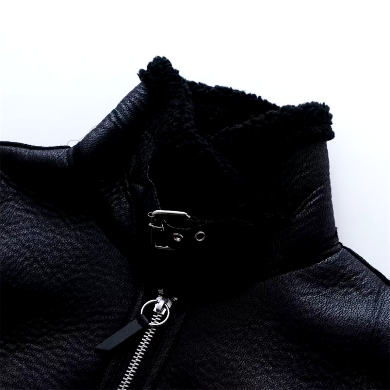 Chaqueta de Cuero Forrada para Mujer Aretha
